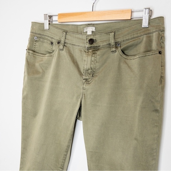J Crew Factory Womens Olive Green Stretch Skinny Pants Size 30 Mid Rise Sheen - Picture 3 of 10